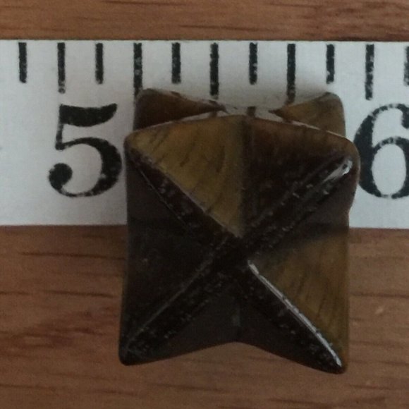 TIGER EYE GEMSTONE 8-POINT MERKABA STAR 3D BROWN MEDITATION SPIRITUAL 5/8"x5/8" - Picture 5 of 7